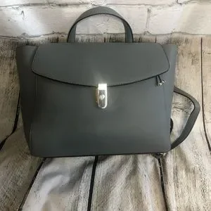 Alfani Bags Alfani Dark Gray Leather Backpack Silver Hardware